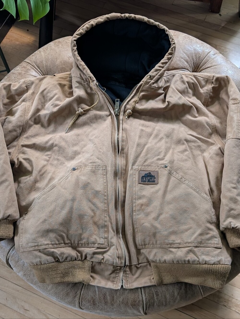 Men's Tan Hooded Puffer Jacket